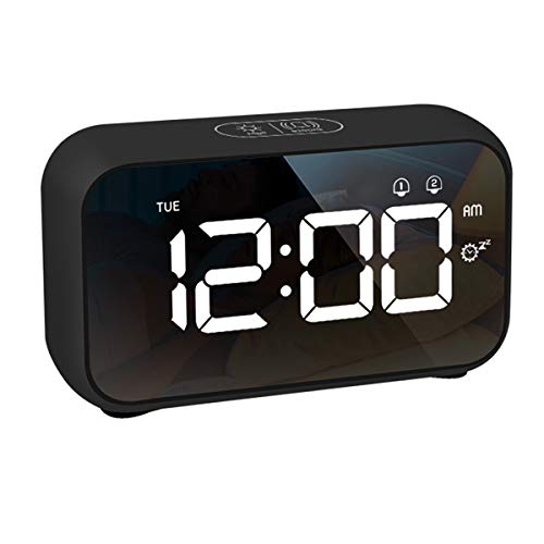 LATEC Reloj Despertador Digital, Despertador Alarma Dual Digital con Temporizador de Siesta, 4 Brillo, 8 Volume Ajustable Función Snooze, Puerto de Carga USB 12/24 H Reloj Alarma para Dormitorio