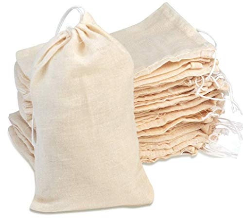 LATERN 60Piezas Bolsas De Cordón De Muselina De Algodón, 100% Algodón Blanco Bolsa De Malla Reutilizable Bolsa De Filtro Para Especias De Tienda, Manualidades, Filtración De Jabón O Escoria