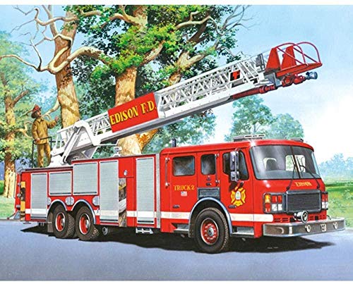 LSDAMN 5D Diamond Painting Fire Engine Crystal Rhinestone Bordado Pictures DIY Diamond Painting para sala de estar decoración pegatinas de pared 40 * 50 cm