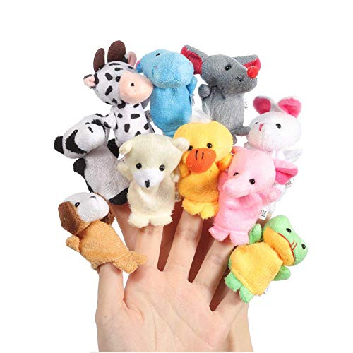 Lumanuby 10 pcs Dedo Juguetes Tiny Granja Suave Gamuza de marioneta de Dedo Juguete Animal de Peluche Juguetes para bebé