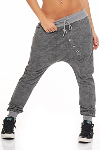 Malito Pantaloni Boyfriend en el „Tejer“ Design Baggy Aladin Bombacho Sudadera 7398 Mujer Talla Única (Gris)