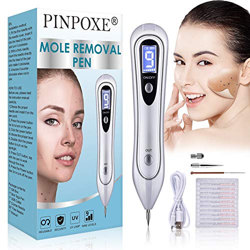 Manchas Cara Eliminación, Spot eraser pro, Quitar Verrugas Plasma Pen, Mole Removedor,Con Intensidad de 9 Niveles Pantalla LCD Manchas Cara Eliminación Manchita la Edad, Esputo, Pecas, Tatuajes