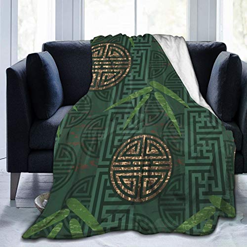 Manta Mantas de franela,Composición auténtica de estilo asiático con motivos orientales que deja elementos Manta de Lana Manta de sofá Manta de Aire Acondicionado de día luz para sofá Cama 125x100cm