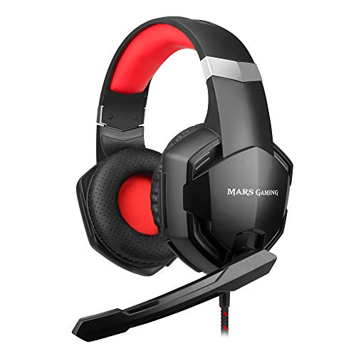 Mars Gaming MHX Negro, Cascos Gaming con Micrófono, Superbass, Cancelación Ruido