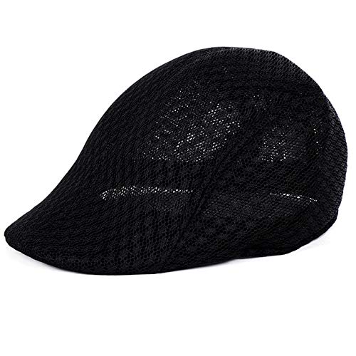 MAWA Verano Hombres Mujeres Sombrero de Boina Informal Moda Gorra Plana de Malla Transpirable Estilo de Vendedor de periódicos Sombreros de Boina Gorras   Ajustables Ajustables Gorras - Azul