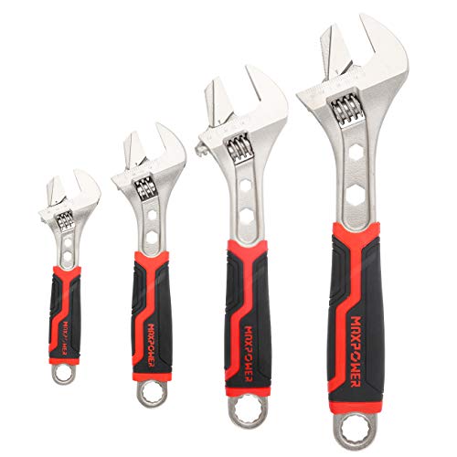 MAXPOWER Llave Inglesa, Juego de Llave Ajustable con Función de Llave para Tubo, LLAVE Hexagonal y Box-end Spanner (6"/150mm, 8"/200mm 10"/250mm y 12"/300mm)