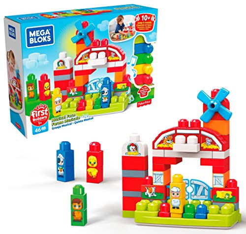 Mega Bloks Granja Musical, juguete de construcción para bebé +1 año (Mattel GCT50) , color/modelo surtido