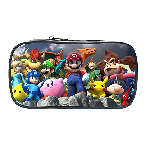 MIAOGOU Mario Bros Pegatinas Nuevo Super Mario Smash Bros Pen Bolsa Niño Lápiz Caso De Maquillaje De Moda Cosmética Bolsa De Maquillaje Multifunción Vivid Dibujos Animados Anime Papelería Bolsa