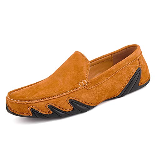 Miaohong Hombres pull-on Style Casual Loafer para hombres delantal redondo del delante de puntadas de la mano de piel de imitación de piel sintética desagradable diseños de gamuza flexible de gamuza f