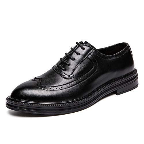 Miaohong Zapatos de vestir de negocios Oxfords Decorar los zapatos de Derby para los hombres con las consejos del ala Brogue TOE REDONDO TOE Resistente a la puntada de la costura de los ojos del ojo d