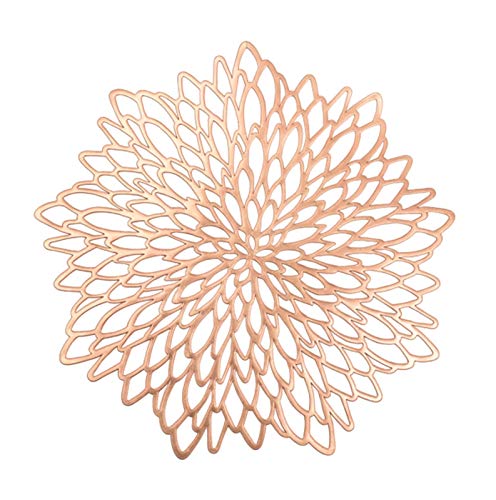 MICOLOD PVC Hollow Aislamiento Coaster Pads Tabla de Mesa Mats Inicio Decoración navideña Placemat Resistente al Calor para Mesa de Comedor Decoración de Cocina (Color : Rose Gold)