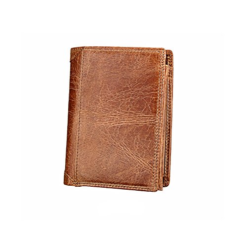 MIMIOOORE Monedero masculino, Gazigo RFID bloqueo Monedero de cuero for hombres Trifold 3 ID (Color : Brown)