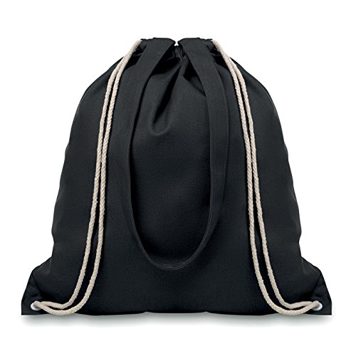 Mochila 100% algodon 220 grs con asas tamaño 38x42 cm. (NEGRO)