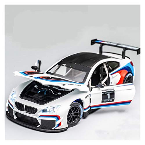 Modelo Coche Aleación 1:24 Para BMW M6 GT3 FreeWheeling Light Sport Racing Model Modelo Diecast Aleación De Metal Diecast Modelo Coche Con Luz Coche Juguete para Niños ( Color : White with box )