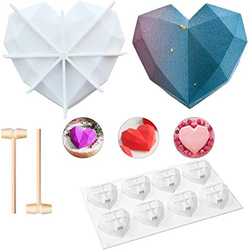 Molde de silicona con forma de corazón de diamante, molde de silicona para hornear, molde de horno, molde para galletas de postre no pegajoso para el hogar, cocina, herramientas de hornear