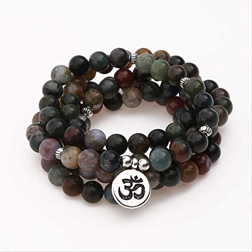 Mujer Hombre Yoga oración Mala mura múltiples Capas Pulsera 108 Mala Pulsera o Collar Nueva India Onyx Piedra Perlas Pulsera Collar de Moda