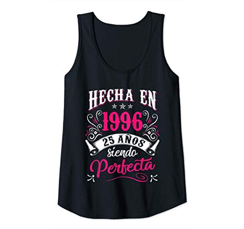 Mujer Regalo de Cumpleaños 25 Años, Hecha En 1996 Perfecta Camiseta sin Mangas