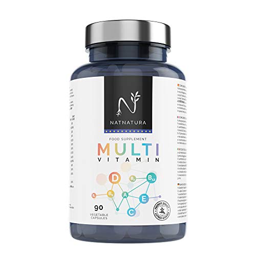 Multivitamínico para hombre y mujer, a base de vitaminas y minerales. Reduce el cansancio, la fatiga y refuerza el sistema inmunitario. 90 cápsulas vegetales.