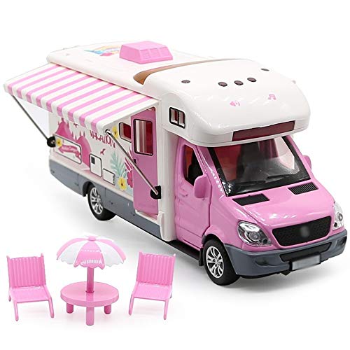 N\A ZGGYA Multifuncional RV-Azul, Simulación de aleación Modelo de Coche Tire hacia atrás de Sonido y la luz del Coche Modelo de Juguete de Regalo niños de Color Rosa (Color : Rosado)