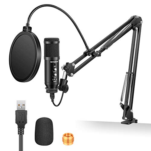 Neewer Upgrade Kit Micrófono USB Profesional Conecta Reproduce Conector Monitoreo Retardo Cero Botón Silencio Control Volumen Eco Micrófono Cardioide 192 KHZ/24 BIT para PC Grabación Podcasting Juegos