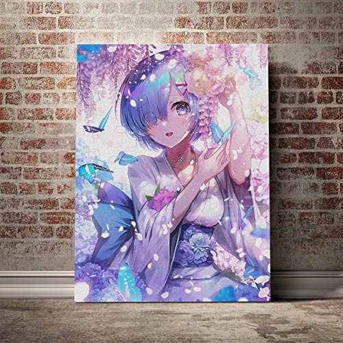 neivy Rem Re Zero Anime 5D Kit de Pintura de Diamante Pintura de Taladro Completo con Diamantes Arte de Diamantes de imitación Bordado de Punto de Cruz Decoración Artesanal(Cuadrado 40x50cm)