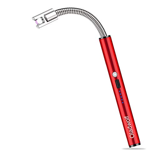 Oladwolf Mechero Electrónico de Arco Eléctrico, Encendedor de Varilla, Mechero USB Recargable, Resistente para Velas Yankee, Cocina (Rojo)