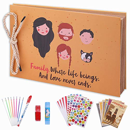 OUME Scrapbook Álbum de Fotos Libro de Visitas de La Familia con 80 páginas Presentes para Regalo de Valentín Día de Aniversario Navidad Cumpleaños para Esposa Hija Madre, (Álbum Familiar