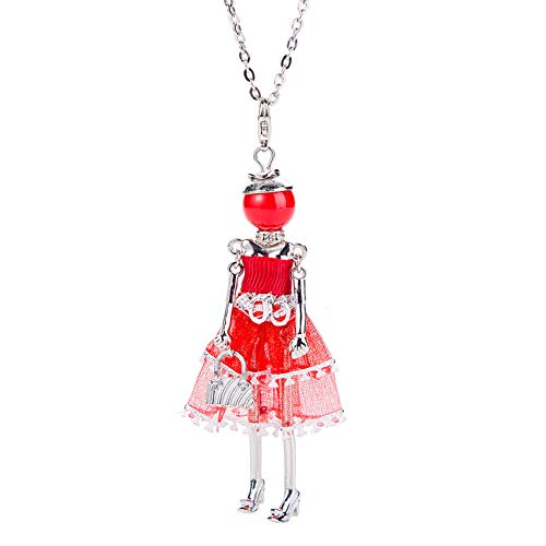 Outflower Collar Largo Forma de Vestido Muñeca Colgante Cadena Jersey Femenina otoño E Invierno Vestido Salvaje con Accesorios de Regalo de Cumpleaños San valentín