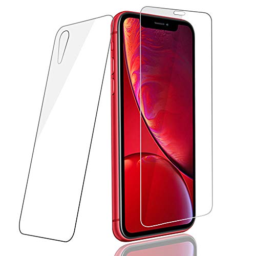 PaceBid 2 Pack [Delantero y Trasero] Protector de Pantalla Compatible con iPhone XR, [Dureza 9H] [Anti-Arañazos] [Anti-Huellas] Cristal Vidrio Templado Premium para iPhone XR