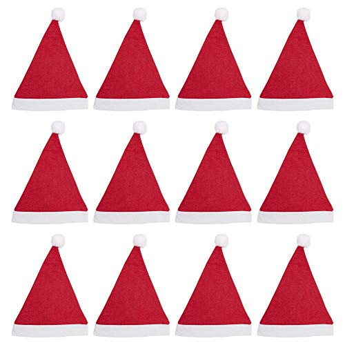 Pack 12 Gorro Papá Noel de Navidad de Santa Claus de Terciopelo de Felpe Suave Sombreros Rojos Navideño de Invierno para Fiesta Festiva de Año Nuevo para Niños Unisex (FYQ-13, NIÑO)