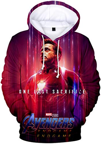 PANOZON Sudadera Hombre Impresión 3D de Vengadores Endgame para Fanes de Película Avengers Superhéroes (L, Iron Man Tony)