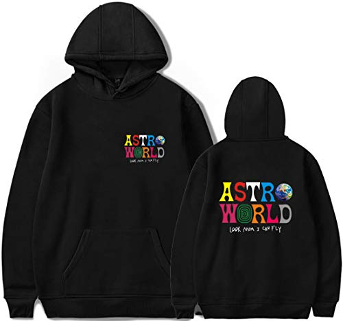 PANOZON Sudadera Hombre Impresión de Travis Scott Astroworld Pull-Over Chaqueta con Capucha Casual Street (XS, A-Negro 27)