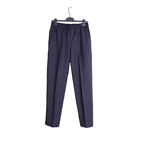 Pantalón adaptado hombre - Tallas grandes - Pantalon vestir con goma en la cintura - Invierno (marino, M)