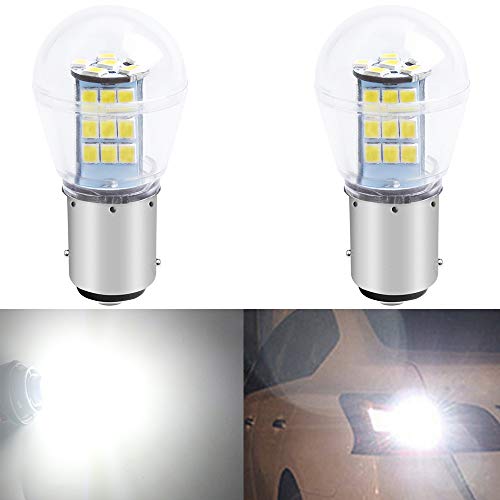 Paquete de 2 1157 BAY15D 7528 2057 2357 Luz LED Blanca 9-30V-DC, 2835 33 SMD Bombillas de Repuesto para el Interior RV Camper Tail Copia de seguridad Bombillas de Marcha Atrás Luz de Marcha Diurna