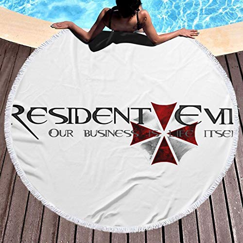 Paraguas Resident Evil Toalla súper absorbente para hombre, mujer, adolescente, toallas de baño, multiusos, para yoga, baño, hotel, gimnasio, spa, redondo 132 cm