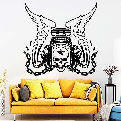 Pegatina de pared de vinilo de coche clásico con logo de calavera para decoración del hogar, calcomanías de pared, accesorios de decoración, papel tapiz para decoración de habitación de niños