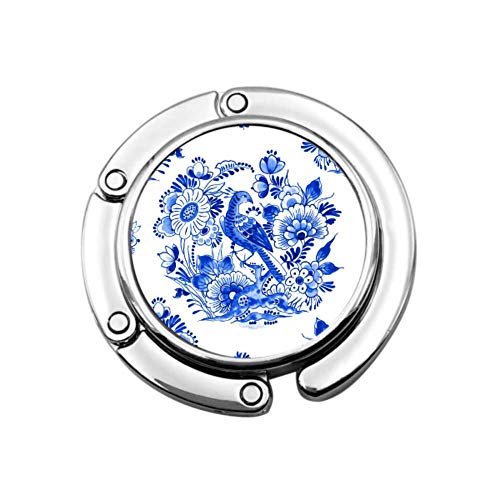 Percha de Porcelana de patrón Antiguo de Porcelana Azul y Blanca Percha de Oficina Percha de Monedero Diseños únicos Sección Plegable Percha de Almacenamiento para Escritorio