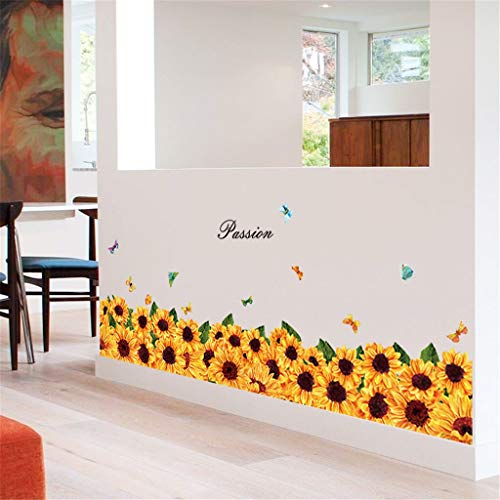 Planta de pegatinas de pared 3D de girasol Flores de la mariposa, Arte Inicio Accesorios Ediciones pantalla, for niños Sala de juegos de Cocina y Decoración Corredor 50x70cm