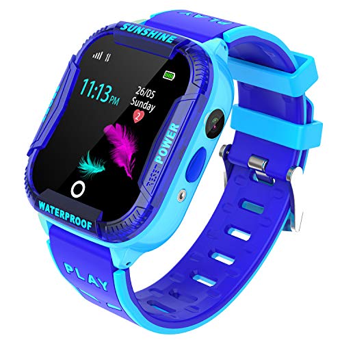 PTHTECHUS Reloj Inteligente Niña - Smartwatch Niños Reloj Niños Localizador, Reloj Inteligente Niño Niña Regalo, Reloj Niño con Llamada Telefónica SOS Cámara Juegos Despertador Tracker Podómetro