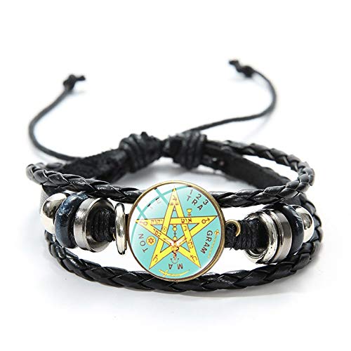 Pulseras De Cuero Trenzado Pulseras Ajustables Multicapa Unisex Parejas, Estrella Amarilla De Cinco Puntas, Bangle Cadena De La Cadena De Bolsos Joyería Regalos, Para Los Hombres Mujeres Joyería Ac