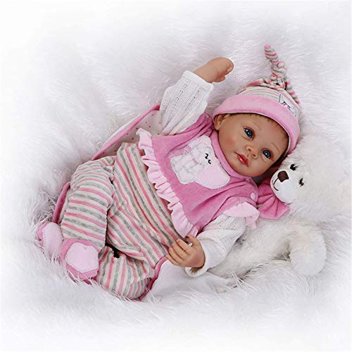 QQZQQ Reborn Muñecas, 22 Pulgadas 55 cm Reborn Baby Dolls Reborn Realista, Bebé de Silicona Realista, Cuerpo Flexible Adecuado para recolección y Regalo, Nurrey Dolls 1227DMSJWAWA-4306