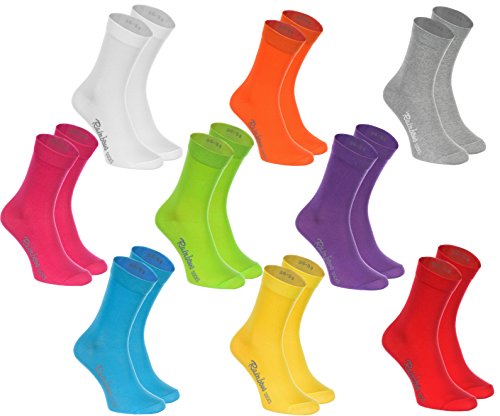 Rainbow Socks - Hombre Mujer Calcetines Colores de Algodón - 9 Pares - Blanco Púrpura Gris Naranja Rojo Amarillo Verde Mar Verde Fucsia - Talla 42-43