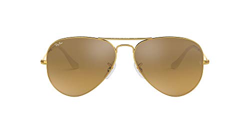 Ray-Ban Gafas de sol de aviador Full color en lona marrón camuflaje RB3025JM 168/4E 58, Dorado (Gold & Crystal Brown Mirror), 55 cm