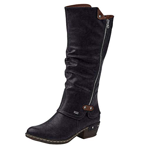 Rieker 93655, Botas Camperas para Mujer, Negro (Schwarz/Schwarz/Kastanie), 36 EU