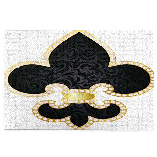 Rompecabezas de Imágenes 1000 Piezas,Fleur De Lis Royal Legend Lily Throne Francia Imperio Familia Insignia Diseño Imagen,Gracioso Juego Familiar Decoración Para el Hogar Colgante,29.5" x 19.7"