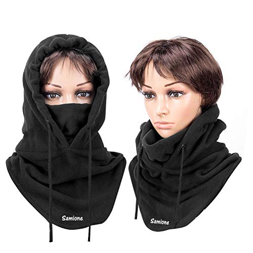 Samione Pasamontañas, Balaclava Capucha Unisex Multifunción Máscara Protector Sombrero para Invierno Ciclismo Moto Deporte Esquí al Aire Libre Cara Completa Sombrero, Negro