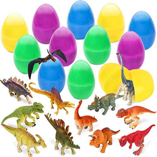 Sanlebi 12 Huevo de Pascua, Huevos Sorpresa Juguetes con Dinosaurio para Niños Decoración de Fiesta de Pascua Hunt