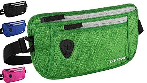 SAO ROQUE Cinturón de Viaje I Mujer Hombre Bolsa de Cintura I Riñonera Bolsa con RFID Bloqueo I Delgada, Impermeable I Billetera Antirrobo (Verde)