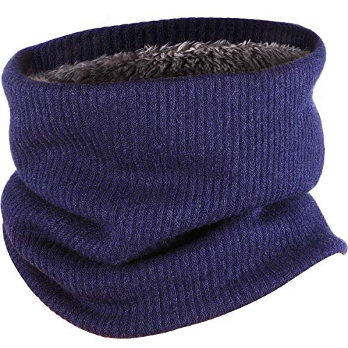 SATINIOR Calentador de Cuello con Forro Polar Braga de Cuello Bufanda de Círculo de Invierno para Hombres Mujeres, Azul Marino (Azul Marino)