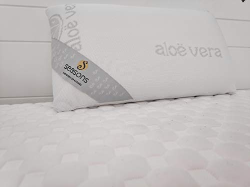 Seasons Dos Almohadas de Viaje viscoelastica Aloe Vera, Hilo de Plata, Blanco, Pack de 2-43x22x10 cm, 432210